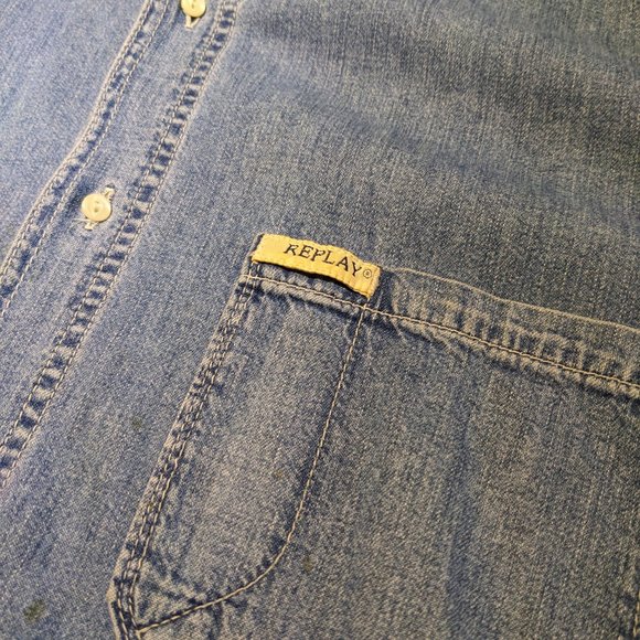 REPLAY, Denim long sleeve shirt, Made in Italy , XL - Picture 3 of 5